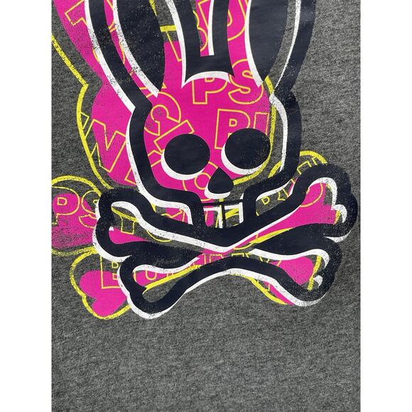 Psycho Bunny Graphic T-shirt Long Sleeve Gray Cotton Size 5 Medium - Picture 5 of 7